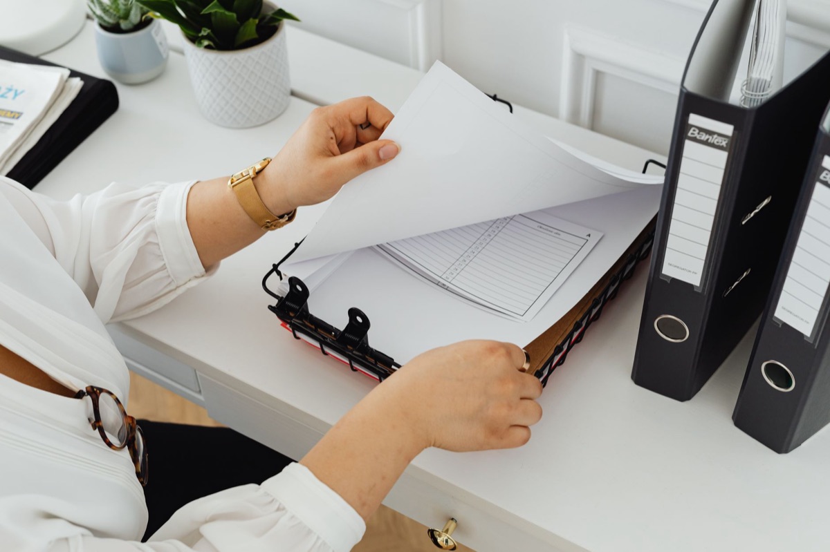 Organized file cabinet with digital documents