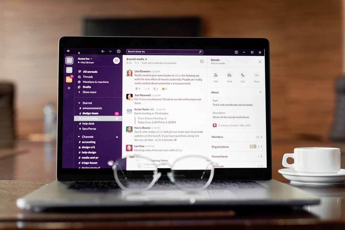 Laptop with Notion app open for task management