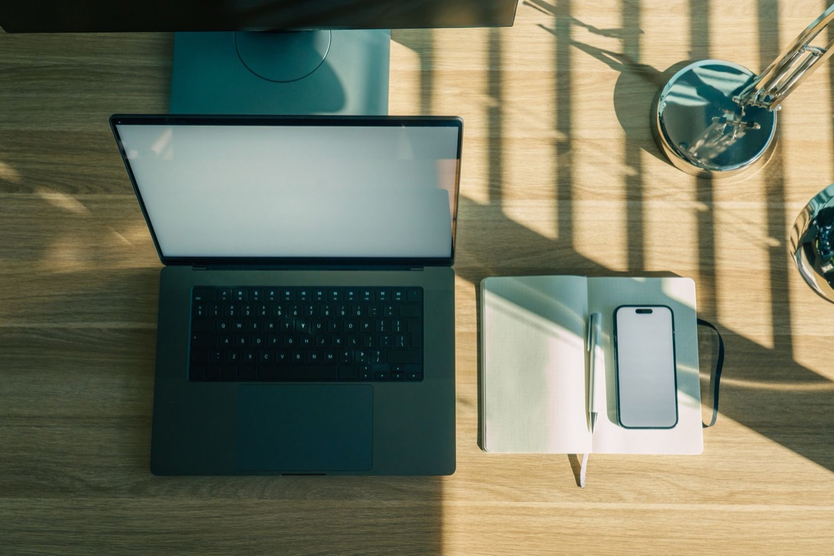Canva template on laptop screen with minimalist design