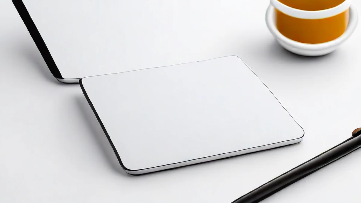 Un tablet con un pennino stilo su un tavolo.